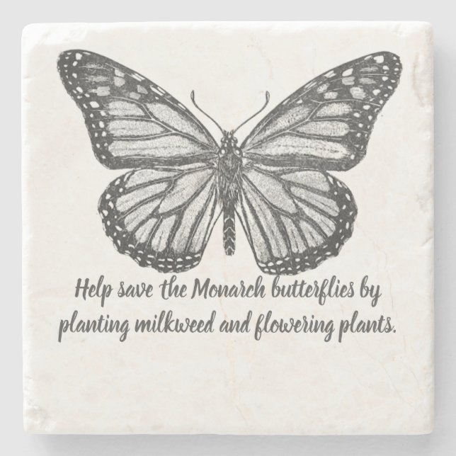 Monarch butterfly Stone Coaster (Front)