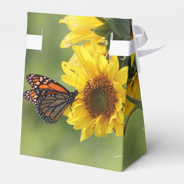 Monarch butterfly Sunflowers Favor Boxes (Back Side)
