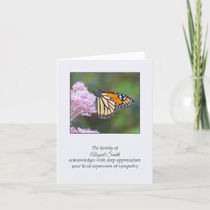 Monarch Butterfly Sympathy Thank You Card
