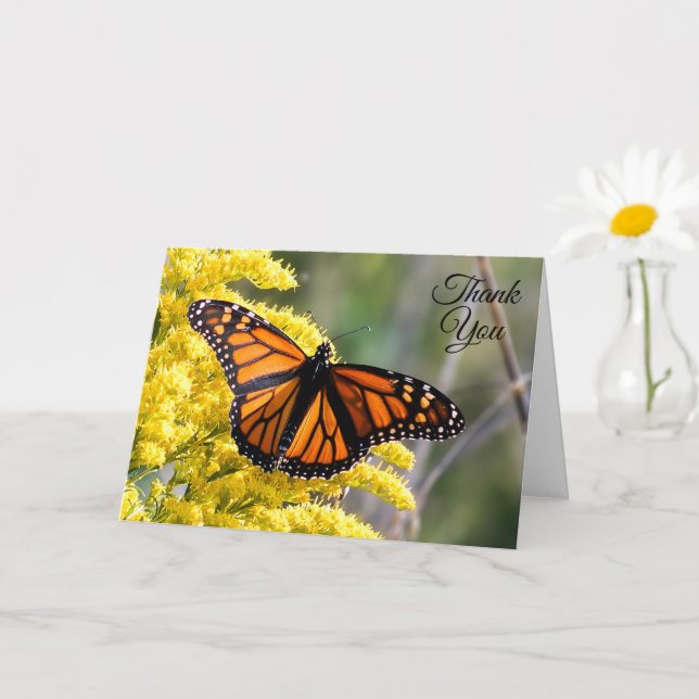 Monarch Butterfly Thank You Greeting Card (Small Plant)