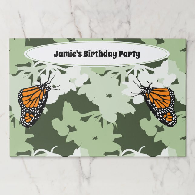 Monarch Butterfly Themed Birthday Party Green Paper Pad (Front)