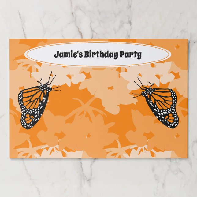 Monarch Butterfly Themed Birthday Party Orange Paper Pad (Front)