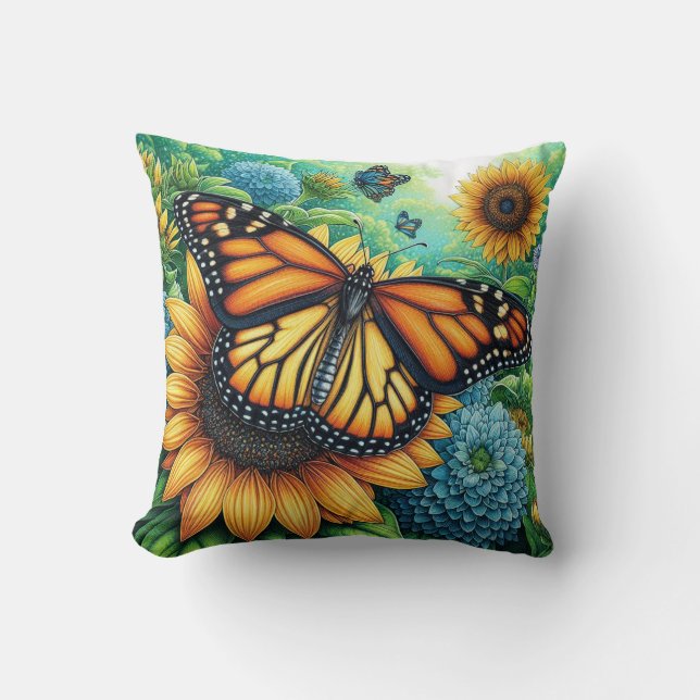 Monarch butterfly throw pillow (Front)