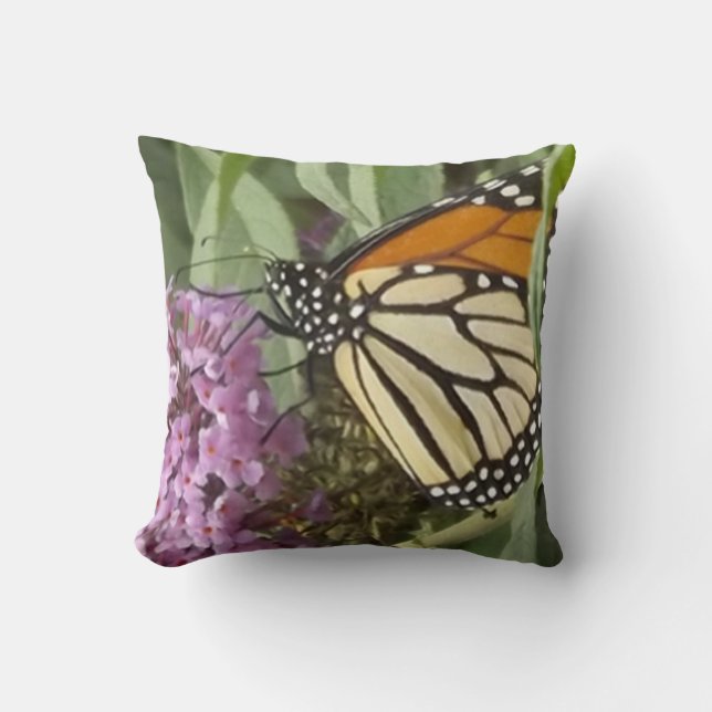 Monarch Butterfly Throw Pillow (Front)