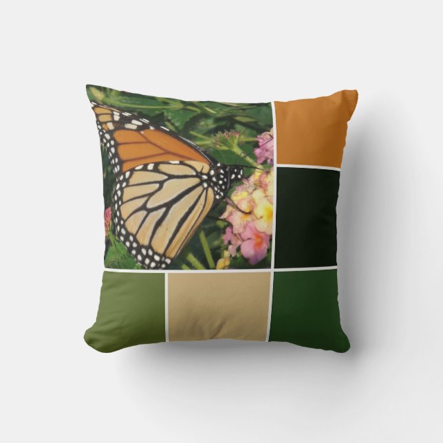 Monarch Butterfly Throw Pillow (Front)
