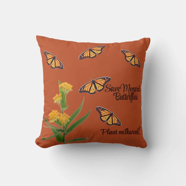 Monarch butterfly throw pillow (Front)