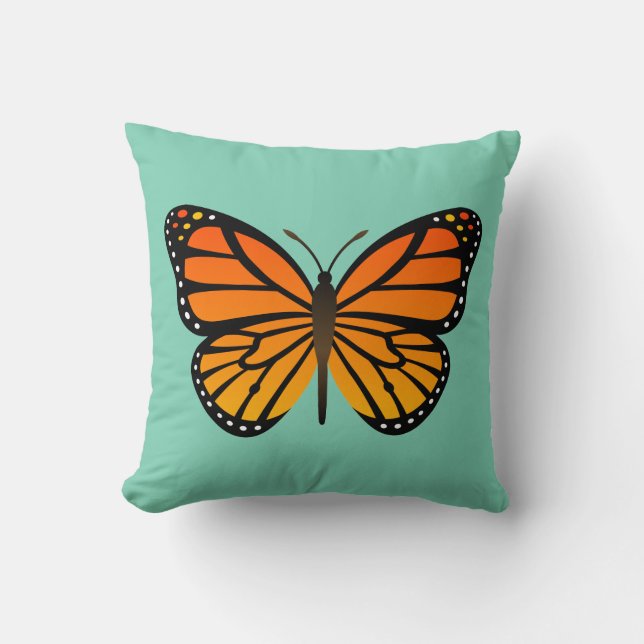 Monarch Butterfly Throw Pillow (Front)