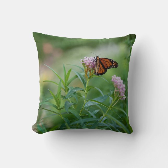 Monarch Butterfly Throw Pillow (Front)