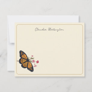 Monarch Butterfly Vintage Inspired Buttercream Note Card