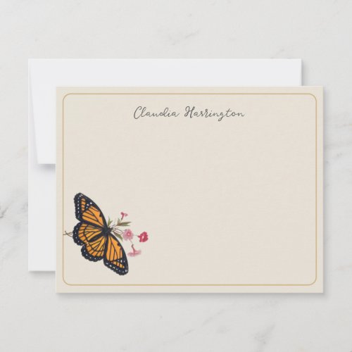 Monarch Butterfly Vintage Inspired Nature Lover Note Card