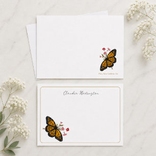 Monarch Butterfly Vintage Inspired Thank You Note Card