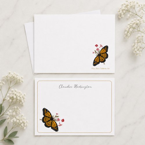 Monarch Butterfly Vintage Inspired Thank You Note Card