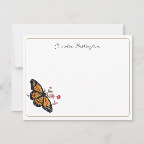 Monarch Butterfly Vintage Inspired Thank You Note Card