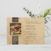 Monarch Butterfly Vintage Wedding Invitations (Standing Front)