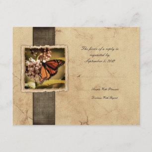 Monarch Butterfly Vintage  Wedding RSVP Card