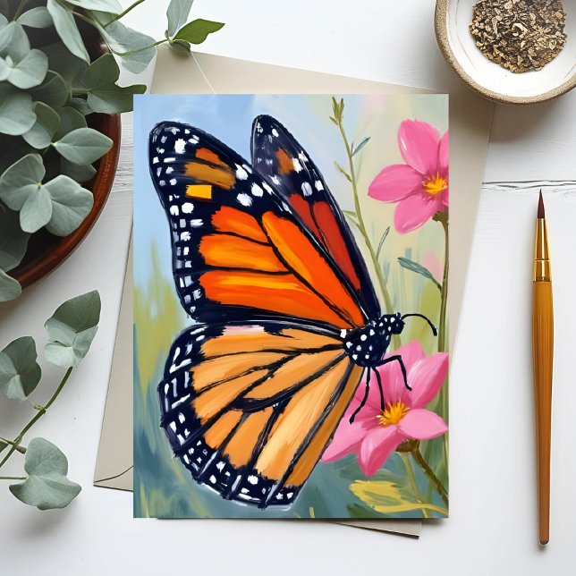 Monarch Butterfly Watercolor Floral Garden Card (Creator Uploaded)