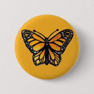 Monarch Butterfly Watercolor Painting Butterflies Button