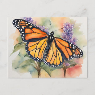 Monarch Butterfly Watercolor Print Holiday Postcard