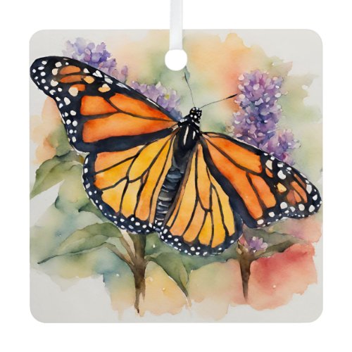 Monarch Butterfly Watercolor Print Metal Ornament