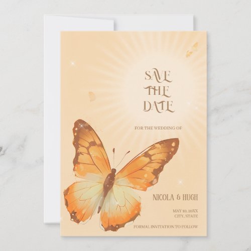 Monarch Butterfly Watercolor Wedding Save the Date