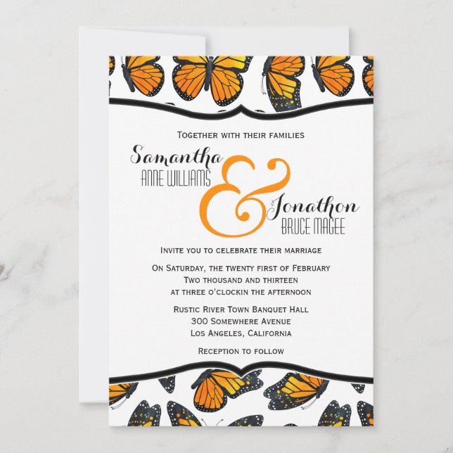 Monarch Butterfly Wedding Invitation (Front)