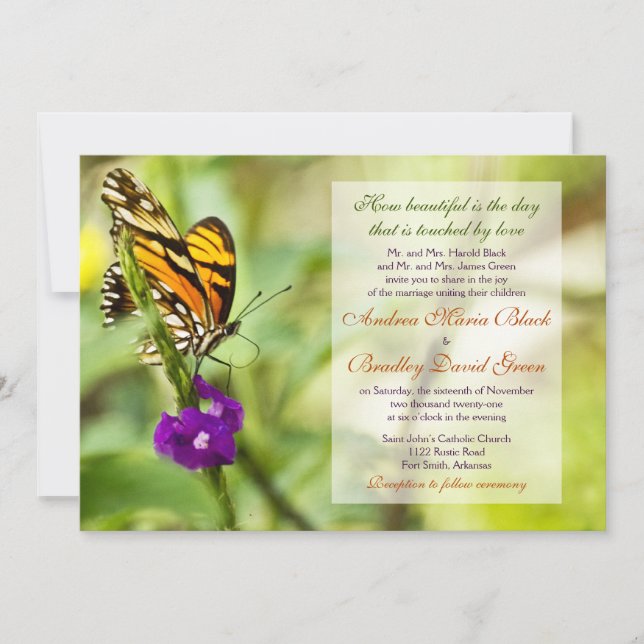 Monarch Butterfly Wedding Invitation (Front)
