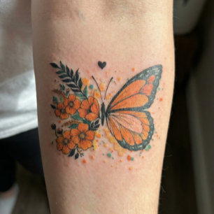 Monarch Butterfly & Wildflower Bouquet Temporary Tattoos