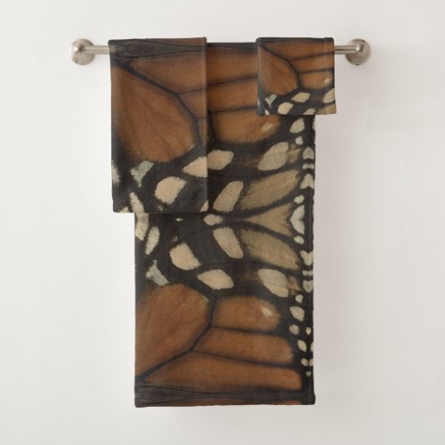 Monarch Butterfly Wing Close Up Pattern  Bath Towel Set