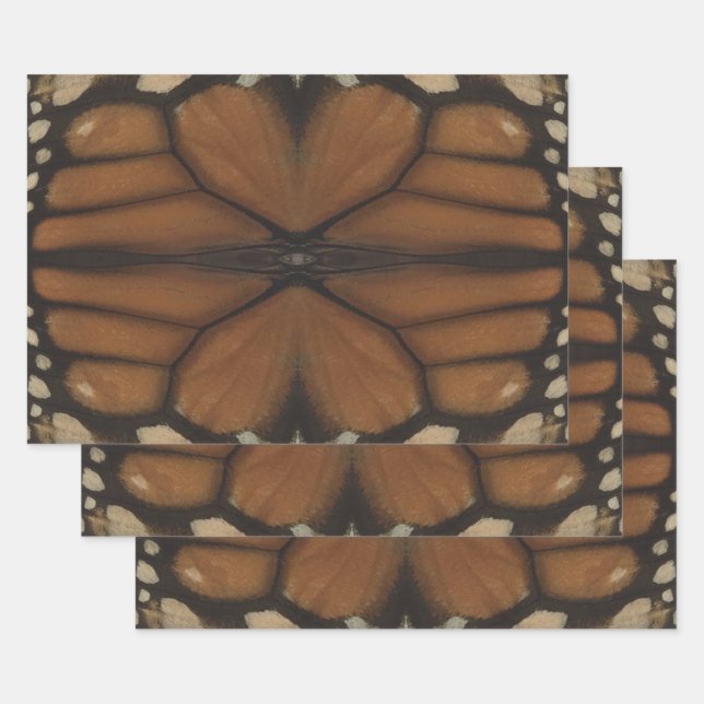 Monarch Butterfly Wing Close Up Pattern  Wrapping Paper Sheets (Set)
