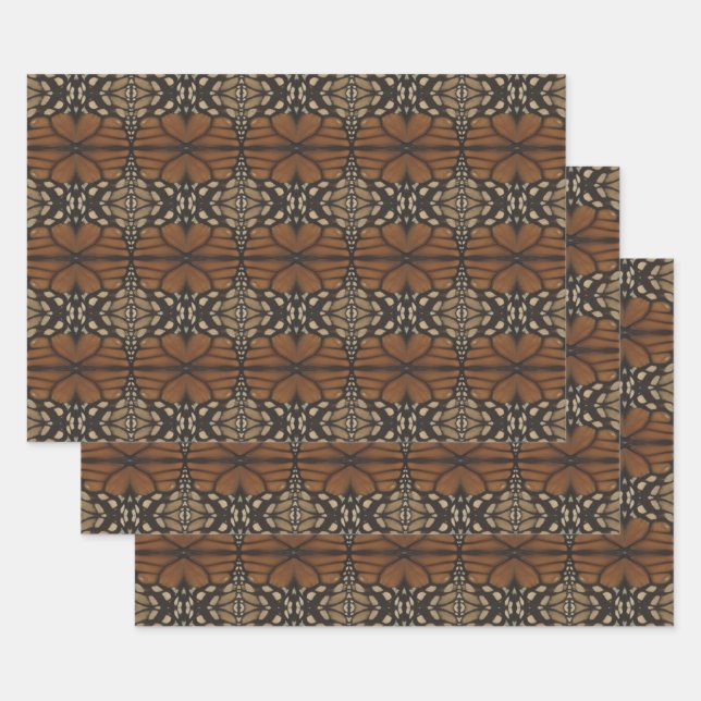 Monarch Butterfly Wing Close Up Repeat Pattern  Wrapping Paper Sheets (Set)
