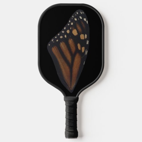Monarch Butterfly Wing On Black Pickleball Paddle