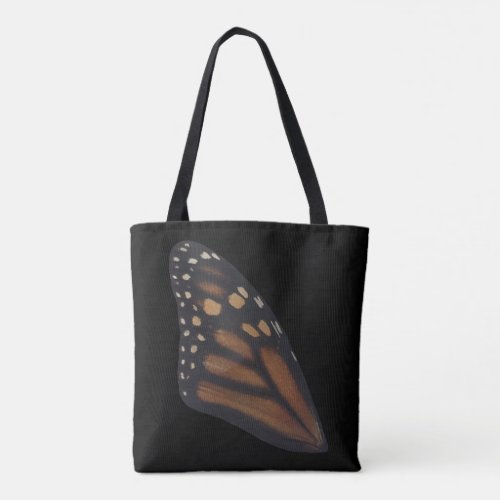 Monarch Butterfly Wing On Black  Tote Bag