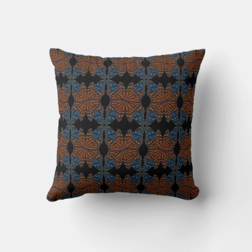 Monarch Butterfly Wing Orange And Blue Pattern  Throw Pillow