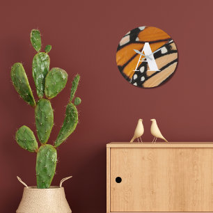Monarch Butterfly Wing Pattern Orange and Black Large Clock