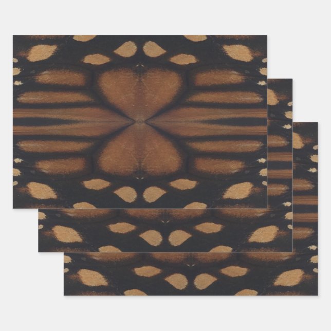 Monarch Butterfly Wing Up Close Pattern  Wrapping Paper Sheets (Set)