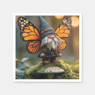 Monarch Butterfly Winged Gnome - Fantasy Creature Napkins