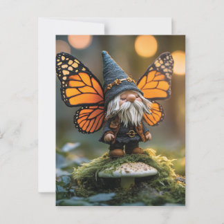 Monarch Butterfly Winged Gnome - Fantasy Creature Postcard