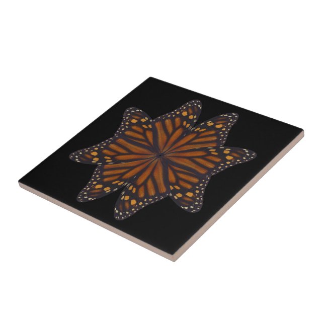 Monarch Butterfly Wings Circular Pattern  Ceramic Tile (Side)