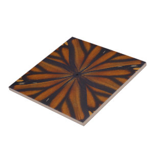 Monarch Butterfly Wings Circular Pattern Close Up  Ceramic Tile