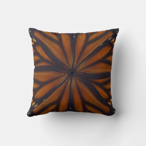 Monarch Butterfly Wings Circular Pattern Close Up  Throw Pillow