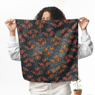 Monarch Butterfly Wings Mosaic Grey Marbled Bandana