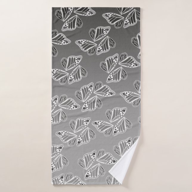 Monarch Butterfly Wings Ombre Warm Monochrome Bath Towel Set (Bath Towel)