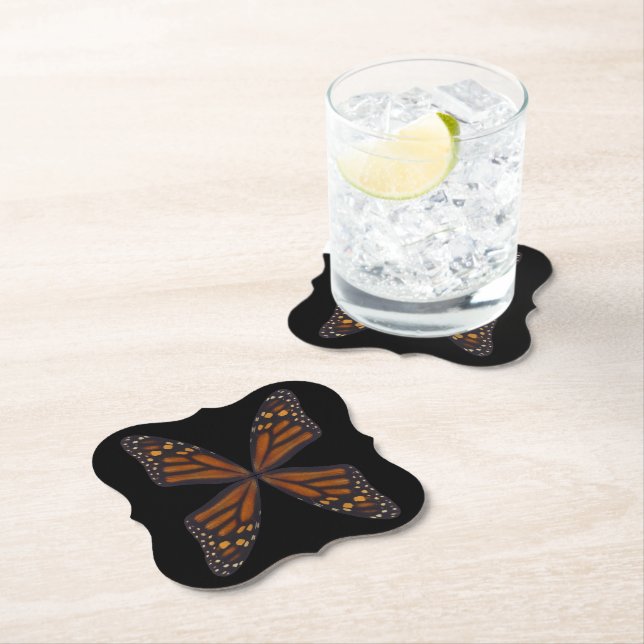 Monarch Butterfly Wings Pattern  Paper Coaster (Insitu)
