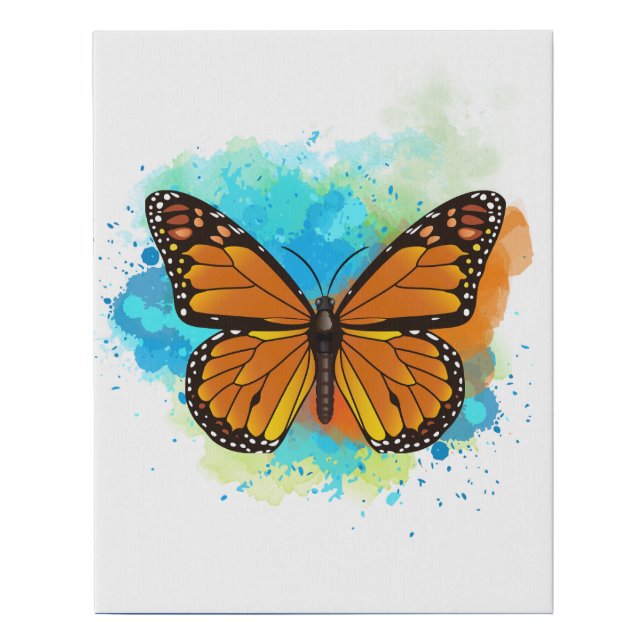 Monarch Butterfly with exploding colors  Faux Canvas Print (Front)