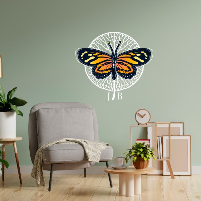 Monarch Butterfly with Monogram Wall Decal (Creator Uploaded)