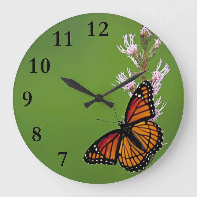Monarch Butterfly With Numbers Large Clock (Front)