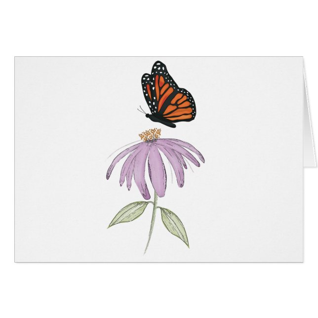Monarch Butterfly with Purple Cone Flower Cards (Front Horizontal)