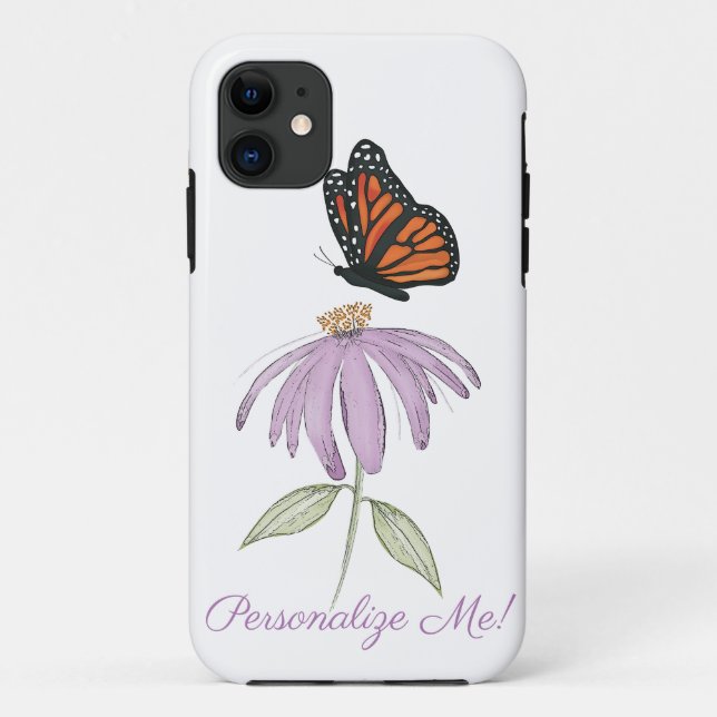 Monarch Butterfly with Purple Cone Flower Case-Mate iPhone Case (Back)