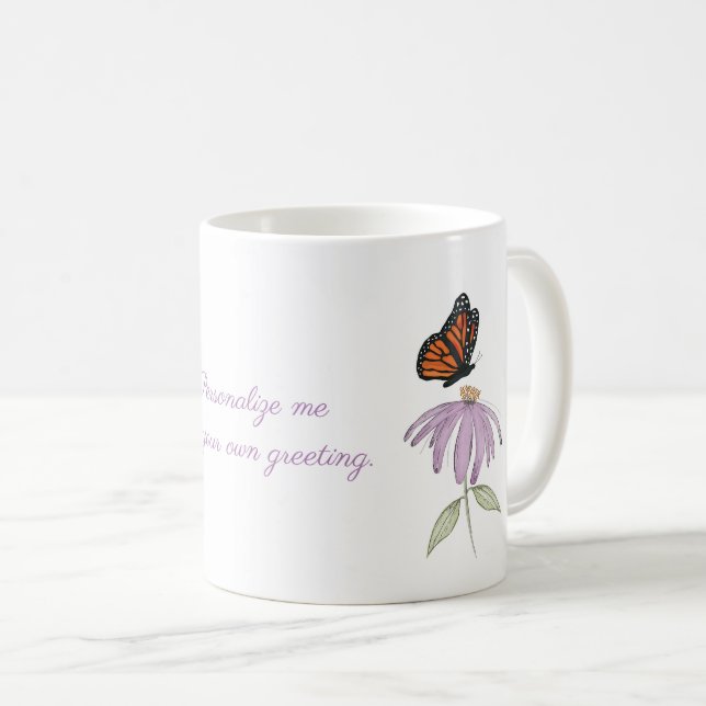 Monarch Butterfly with Purple Cone Flower Coffee Mug (Front Right)