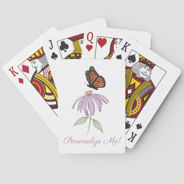 Monarch Butterfly with Purple Cone Flower Poker Cards (Back)